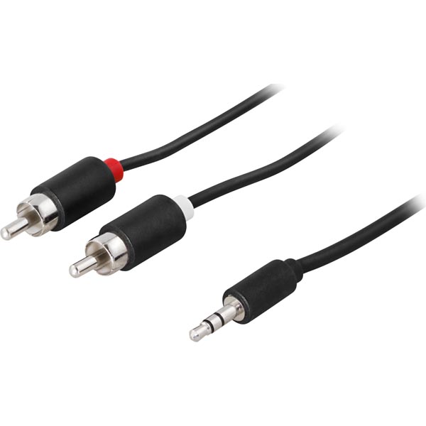 Deltaco 3.5mm Male - 2xRCA Male Audio Cable, 5m, Black